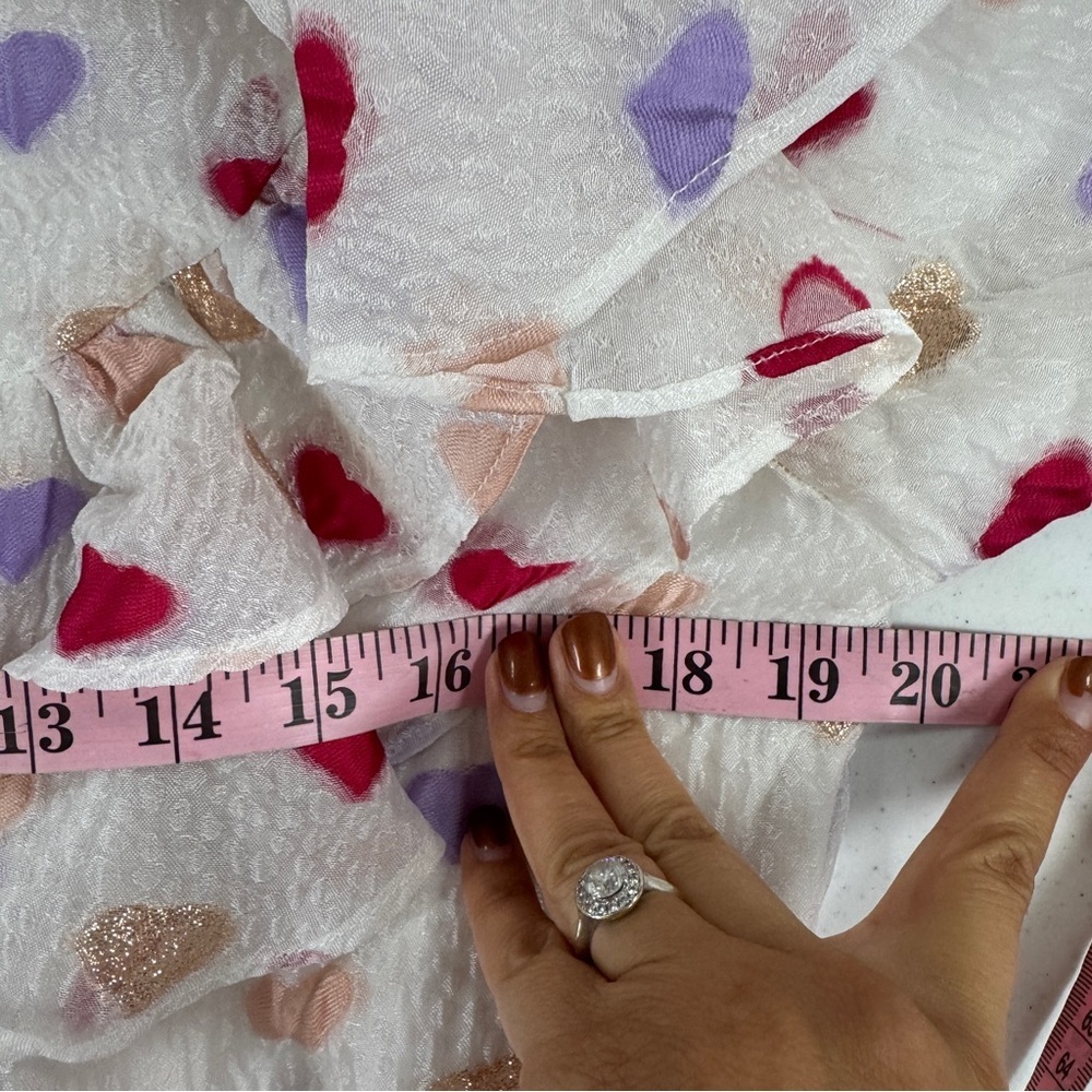 Buddy Love Norma Ruffle Short Dress Kissing Booth Heart Print White Pink - Picture 12 of 15